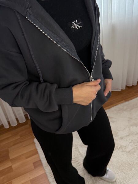 Oversize Kapşonlu Sweat S - Antrasit