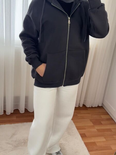 Oversize Kapşonlu Sweat L - Antrasit