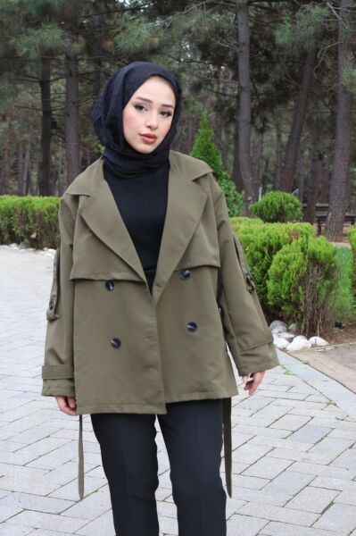 Trençkot Kısa Standart - Haki
